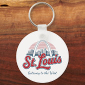 Aangepaste foto & St. Louis Gateway Arch slogan Sleutelhanger (Voorkant)