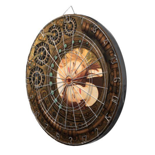 Aangepaste foto Steampunk Clock Time Metal Gears Dartbord (Voorkant Rechts)