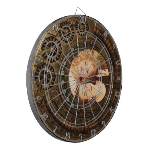 Aangepaste foto Steampunk Clock Time Metal Gears Dartbord (Voorkant Links)