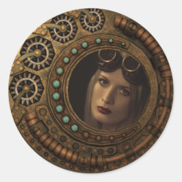 Aangepaste foto Steampunk Clock Time Metal Gears Ronde Sticker