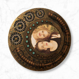 Aangepaste foto Steampunk metaal tandwielen Ronde Button 7,6 Cm