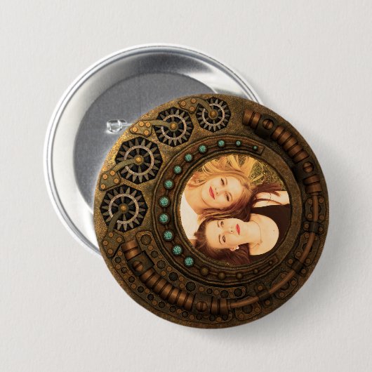 Aangepaste foto Steampunk metaal tandwielen Ronde Button 7,6 Cm (Voorkant /achterkant)