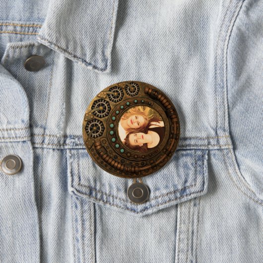 Aangepaste foto Steampunk metaal tandwielen Ronde Button 7,6 Cm (In situ)