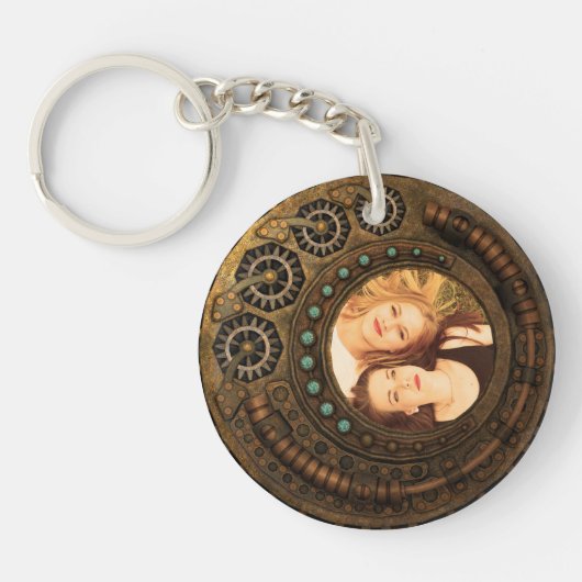 Aangepaste foto Steampunk metaal tandwielen Sleutelhanger (Voorkant)