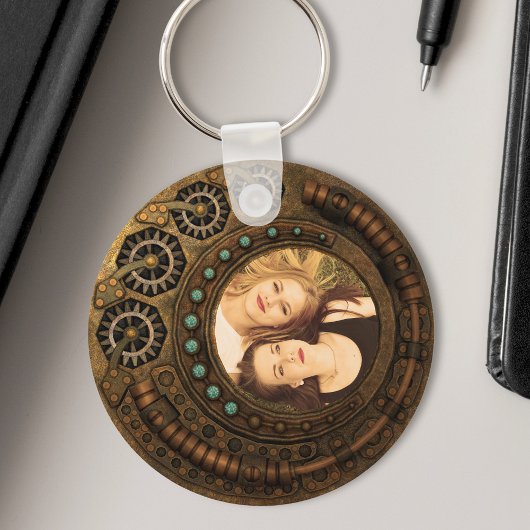 Aangepaste foto Steampunk metaal tandwielen Sleutelhanger