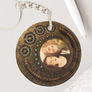 Aangepaste foto Steampunk metaal tandwielen Sleutelhanger