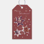 Aangepaste foto sterren Smoky Topaz & White Holida Cadeaulabel (Voorkant)