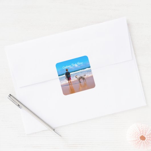 Aangepaste Foto Sticker Gift met Tekstnaam (Envelop)