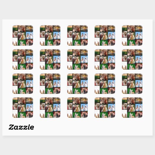 Aangepaste foto-stickers, Aangepaste 9 foto's Vierkante Sticker (Vel)