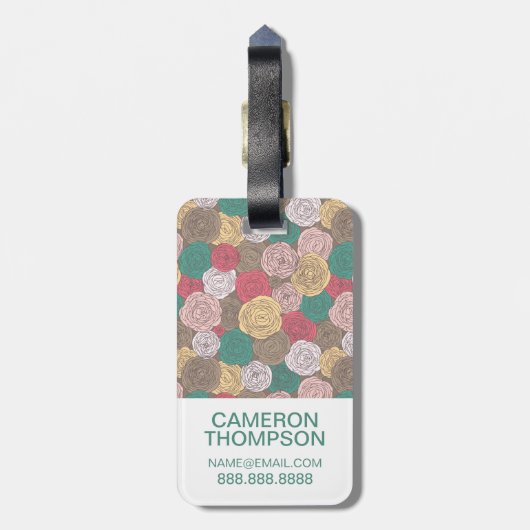 Aangepaste foto Stijlvol bloempatroon. Helder flor Bagagelabel (Achterkant verticaal)