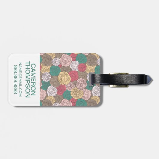Aangepaste foto Stijlvol bloempatroon. Helder flor Bagagelabel (Achterkant horizontaal)
