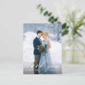 Aangepaste foto Stijlvolle script bruiloft dank u Briefkaart (Staand voorkant)