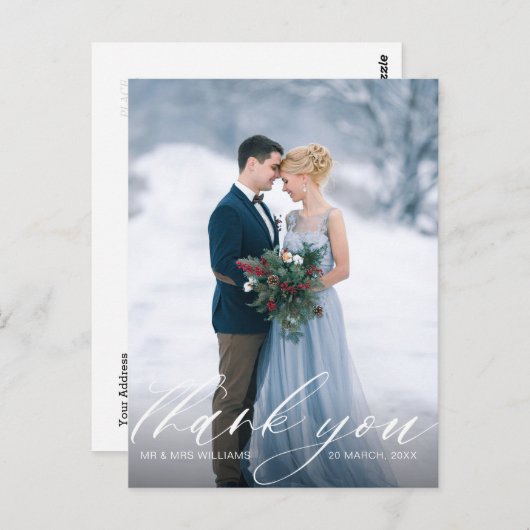 Aangepaste foto Stijlvolle script bruiloft dank u Briefkaart (Voorkant / Achterkant)