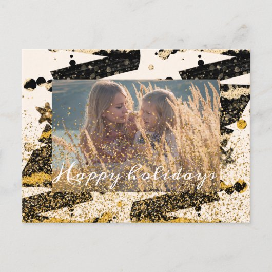 aangepaste foto stijlvolle zwarte kerstbomen briefkaart (Voorkant)