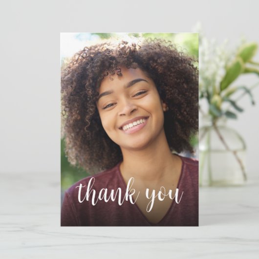 Aangepaste foto Stoffig Blauw 30e verjaardagsfeest Bedankkaart (Staand voorkant)