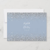Aangepaste foto stoffig blauwe zilveren glitters b bedankkaart (Achterkant)