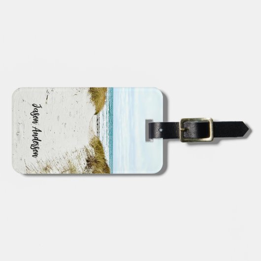 Aangepaste foto strand vakantie bagagelabel (Voorkant horizontaal)