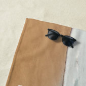 Aangepaste foto strandhanddoek met tekst gepersona strandlaken (In situ)