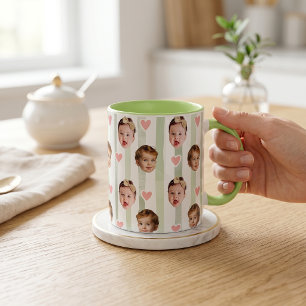 Aangepaste foto streep beker Baby gezicht schatt Mok