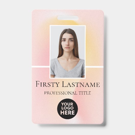 Aangepaste foto, streepjescode, Logo, naam Badge (Voorzijde)