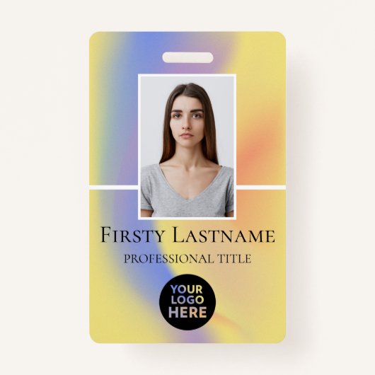 Aangepaste foto, streepjescode, Logo, naam Badge (Voorkant)