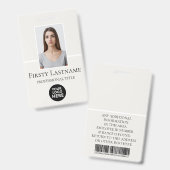 Aangepaste foto, streepjescode, Logo, naam Badge (Voor- en achterkant)