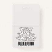 Aangepaste foto, streepjescode, Logo, naam Badge (Achterkant)