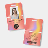 Aangepaste foto, streepjescode, Logo, naam Badge (Voor- en achterkant)