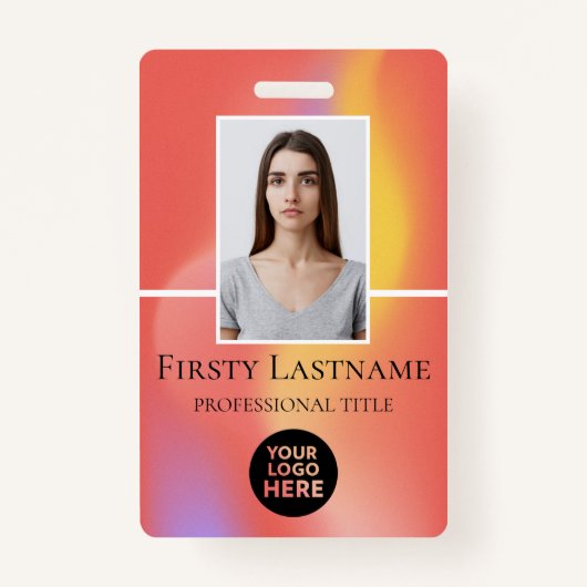 Aangepaste foto, streepjescode, Logo, naam Badge (Voorkant)