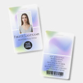 Aangepaste foto, streepjescode, Logo, naam Badge (Voor- en achterkant)