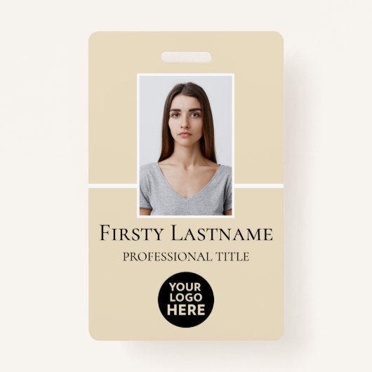 Aangepaste foto, streepjescode, Logo, naam Badge (Voorkant)