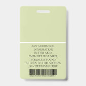 Aangepaste foto, streepjescode, Logo, naam Badge (Achterkant)