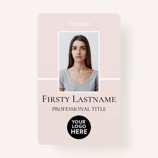 Aangepaste foto, streepjescode, Logo, naam Badge (Voorkant)