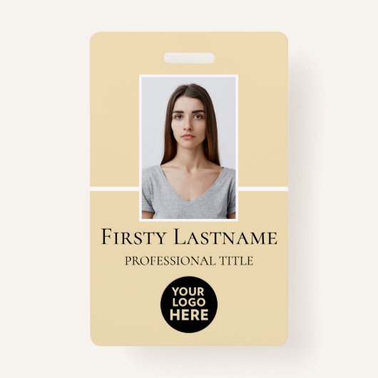 Aangepaste foto, streepjescode, Logo, naam Badge (Voorkant)
