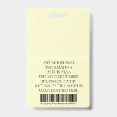 Aangepaste foto, streepjescode, Logo, naam Badge (Achterkant)