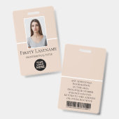 Aangepaste foto, streepjescode, Logo, naam Badge (Voor- en achterkant)