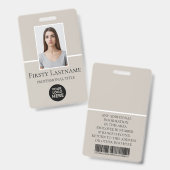 Aangepaste foto, streepjescode, Logo, naam Badge (Voor- en achterkant)