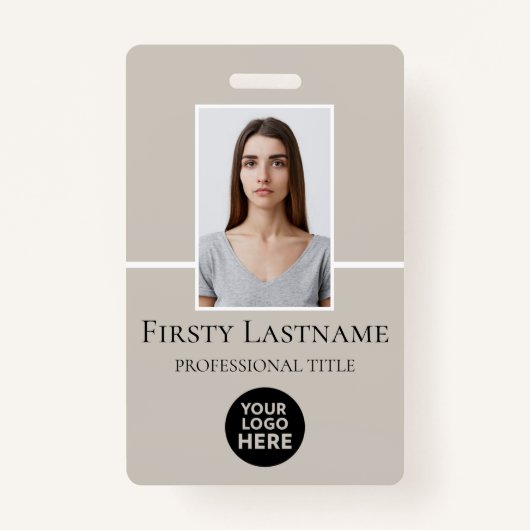 Aangepaste foto, streepjescode, Logo, naam Badge (Voorkant)
