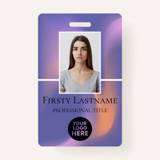 Aangepaste foto, streepjescode, Logo, naam Badge (Voorkant)