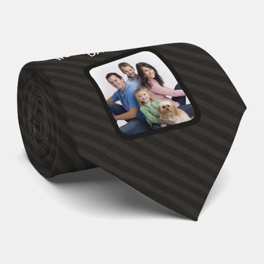 Aangepaste foto-Stropdassen op vaderdag, grijze st Stropdas (Opgerold)