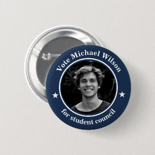Aangepaste foto Studentenvakbond Verkiezing Donker Ronde Button 5,7 Cm