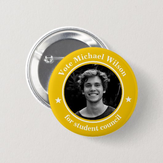 Aangepaste foto Studentenvakbond Verkiezing Gele B Ronde Button 5,7 Cm (Voorkant /achterkant)