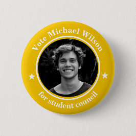 Aangepaste foto Studentenvakbond Verkiezing Gele B Ronde Button 5,7 Cm