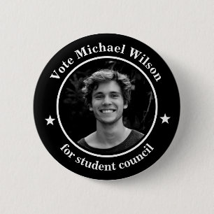 Aangepaste foto Studentenvakbond Verkiezing Zwart  Ronde Button 5,7 Cm