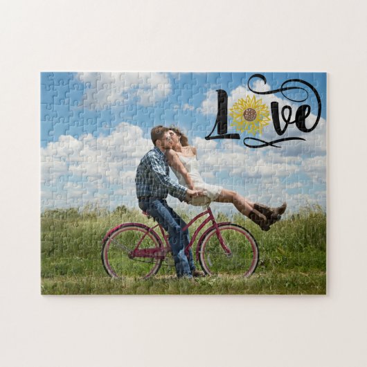 Aangepaste foto | Sunflower Love Script Legpuzzel (Horizontaal)
