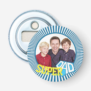 Aangepaste foto Super Dad Comic Button Flesopener