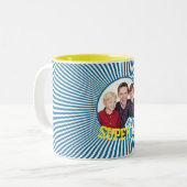 Aangepaste foto Super Dad Comic Tweekleurige Koffiemok (Voorkant links)