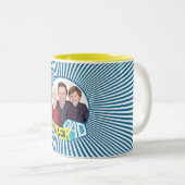 Aangepaste foto Super Dad Comic Tweekleurige Koffiemok (Voorkant rechts)