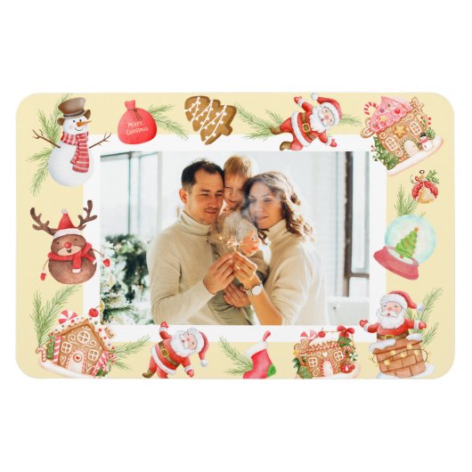 Aangepaste foto Sweet Santa Gingerbread House Magneet (Horizontaal)