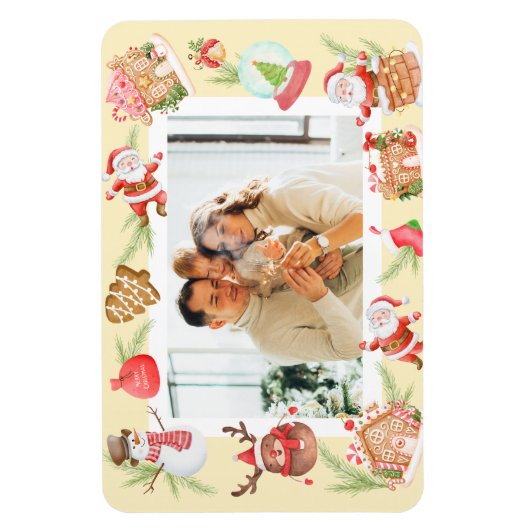 Aangepaste foto Sweet Santa Gingerbread House Magneet (Verticaal)